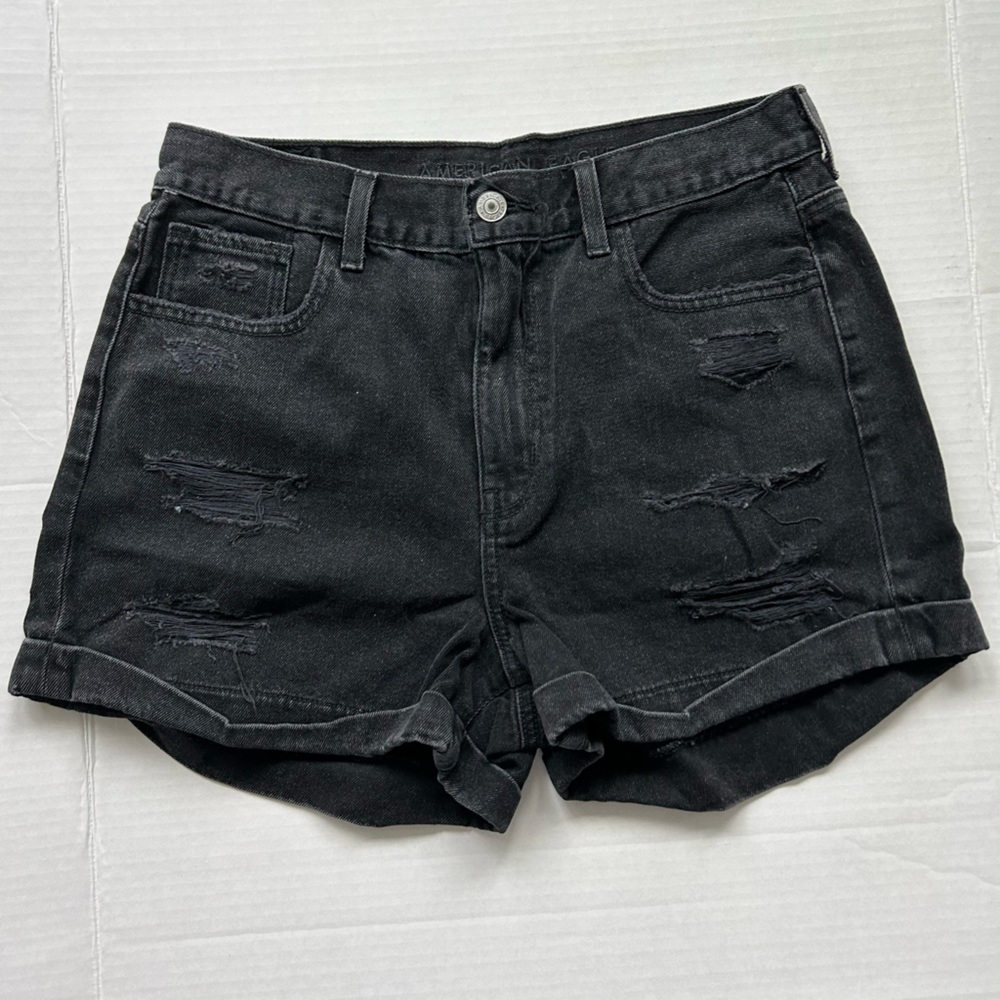 American Eagle Black Denim‎ Jean Shorts Size 4